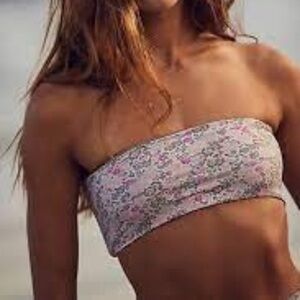 Acacia Meadow Print Baker Bandeau Tie Bikini Top